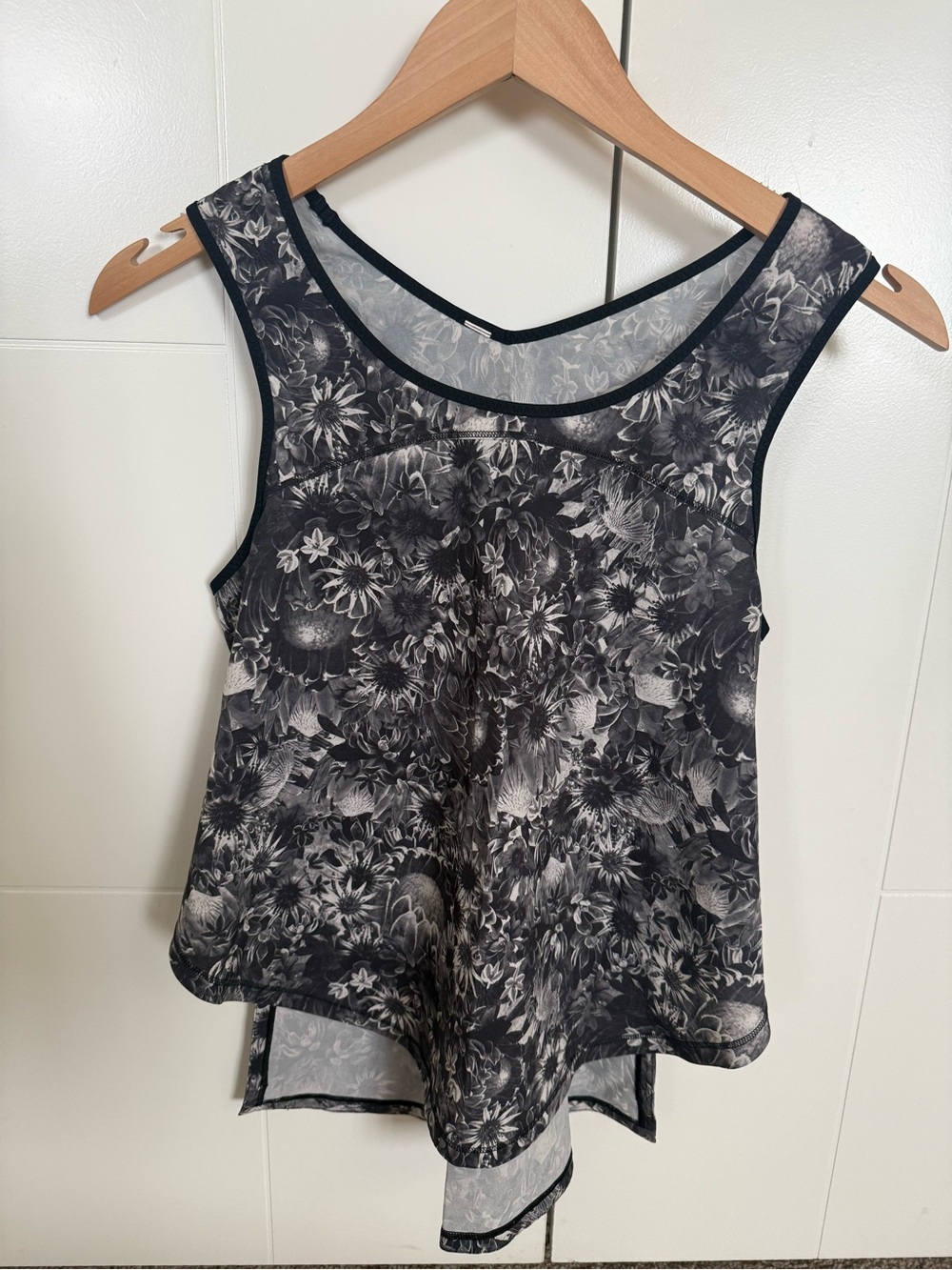 lululemon athletica Black & White Floral Mesh Tank